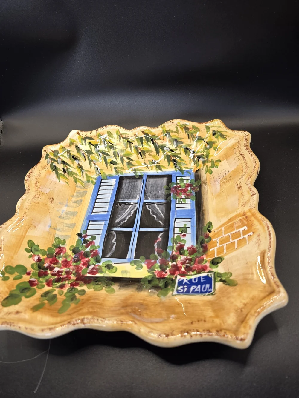 Set Of 4 Rue de Paris Collector Salad Plates, Hand Painted Ceramic, Paris
